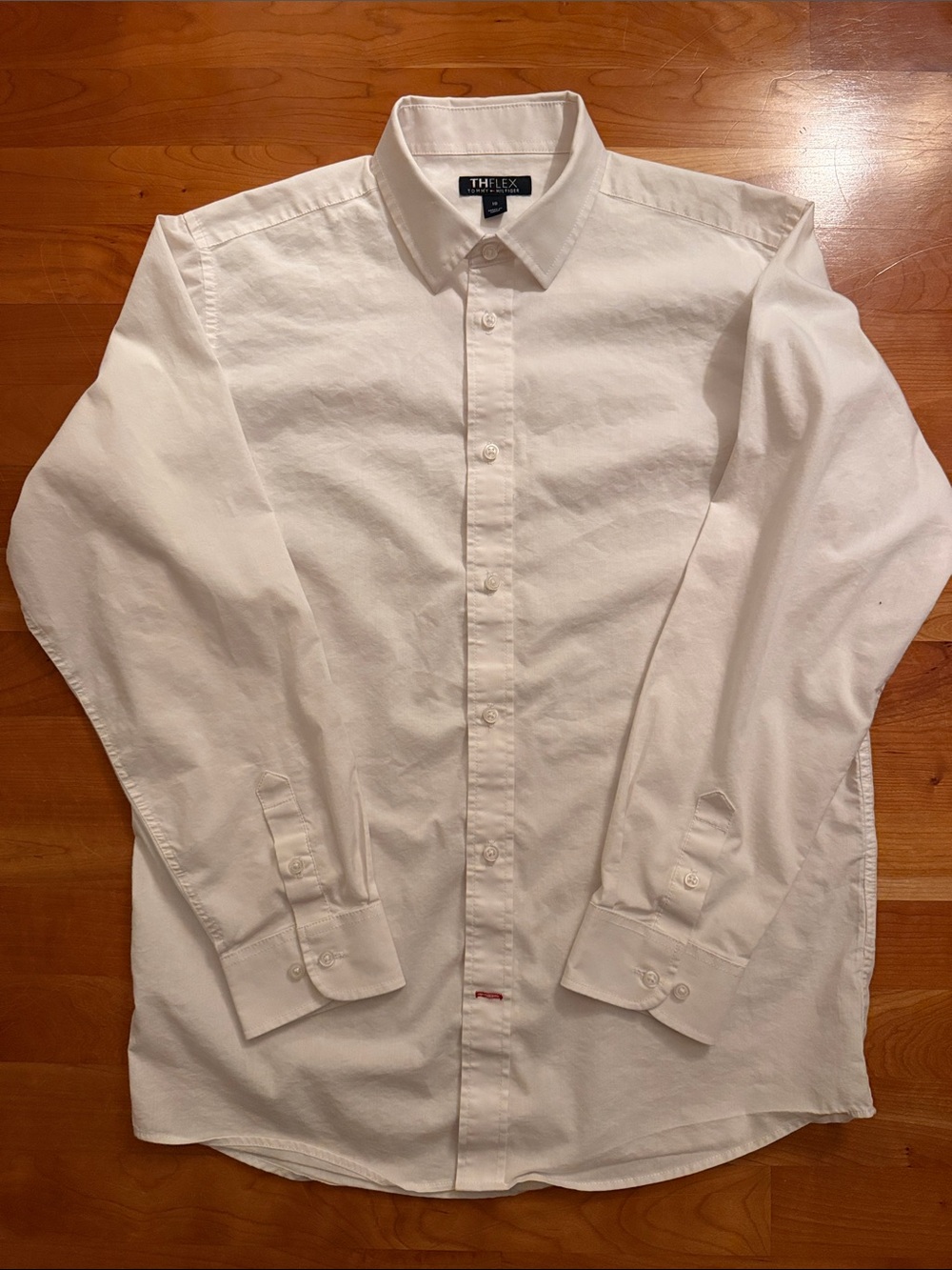 Tommy Hilfiger Boys TH Flex White Button Down Dress Shirt Size 18 Like New